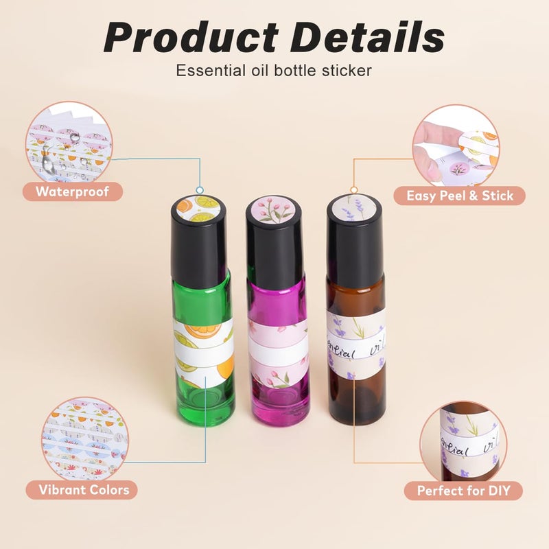 XINGZI 10 Sheets Oval & Round DIY Creative Waterproof Colorful Essential Oils Bottle Labels Cap Stickers Multiple Perfume Bottle Cap Lid Stickers to Keep Organized - Image 3